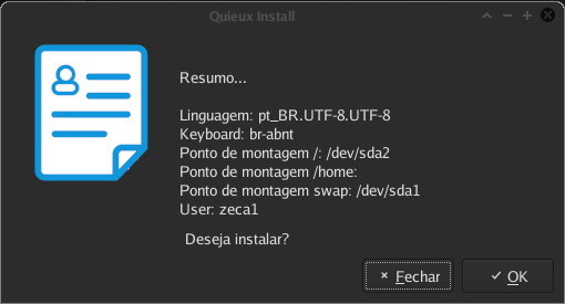 Confirmação final